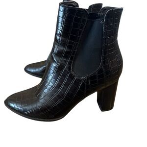 Krush Women’s Black Patent Croc Faux Leather Heeled Boot - Size 8